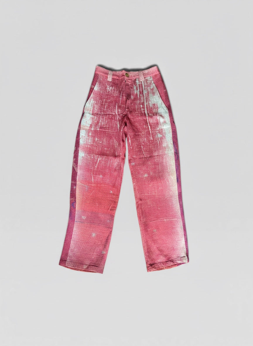 Raspberry Wash Kantha Trousers No. XXX — One of One