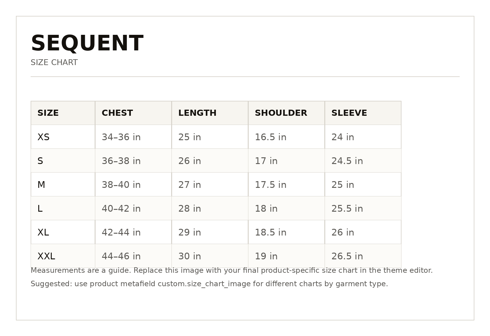 Size chart